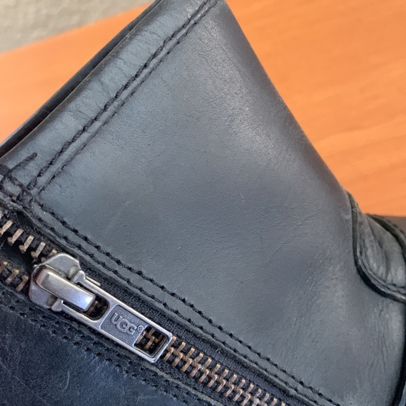 UGG ‘Bryce’ Lodge Black Leather side Zip Buckle Motorcycle Boot - Picture 12 of 14